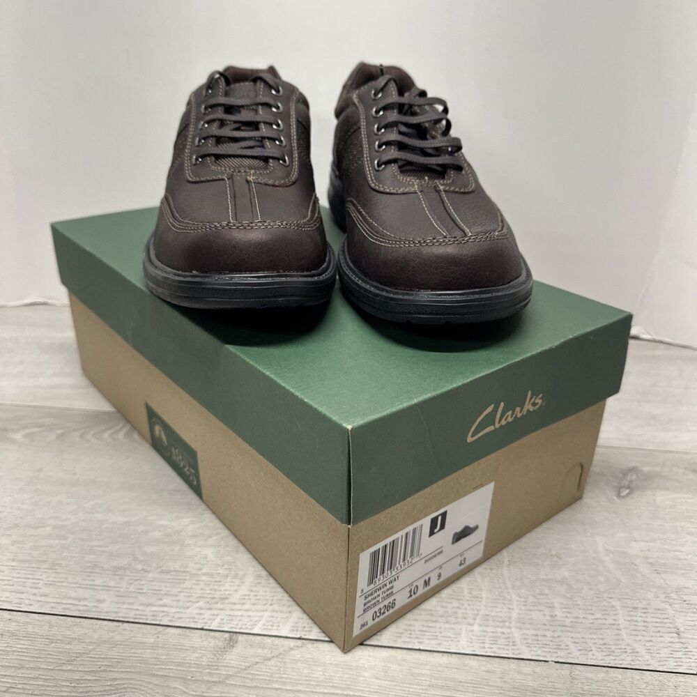 Clark’s Sherwin Way Men’s 10 M Brown Tumb Leather Lace-Up Casual Shoes New